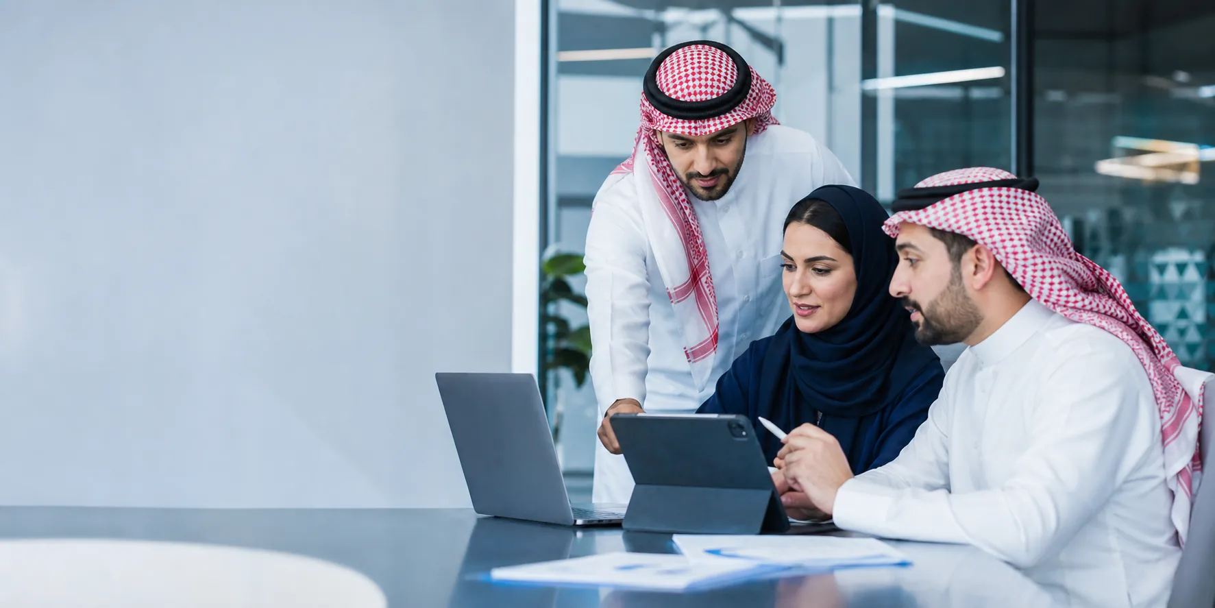 A business team using UNU products in a shared workspace